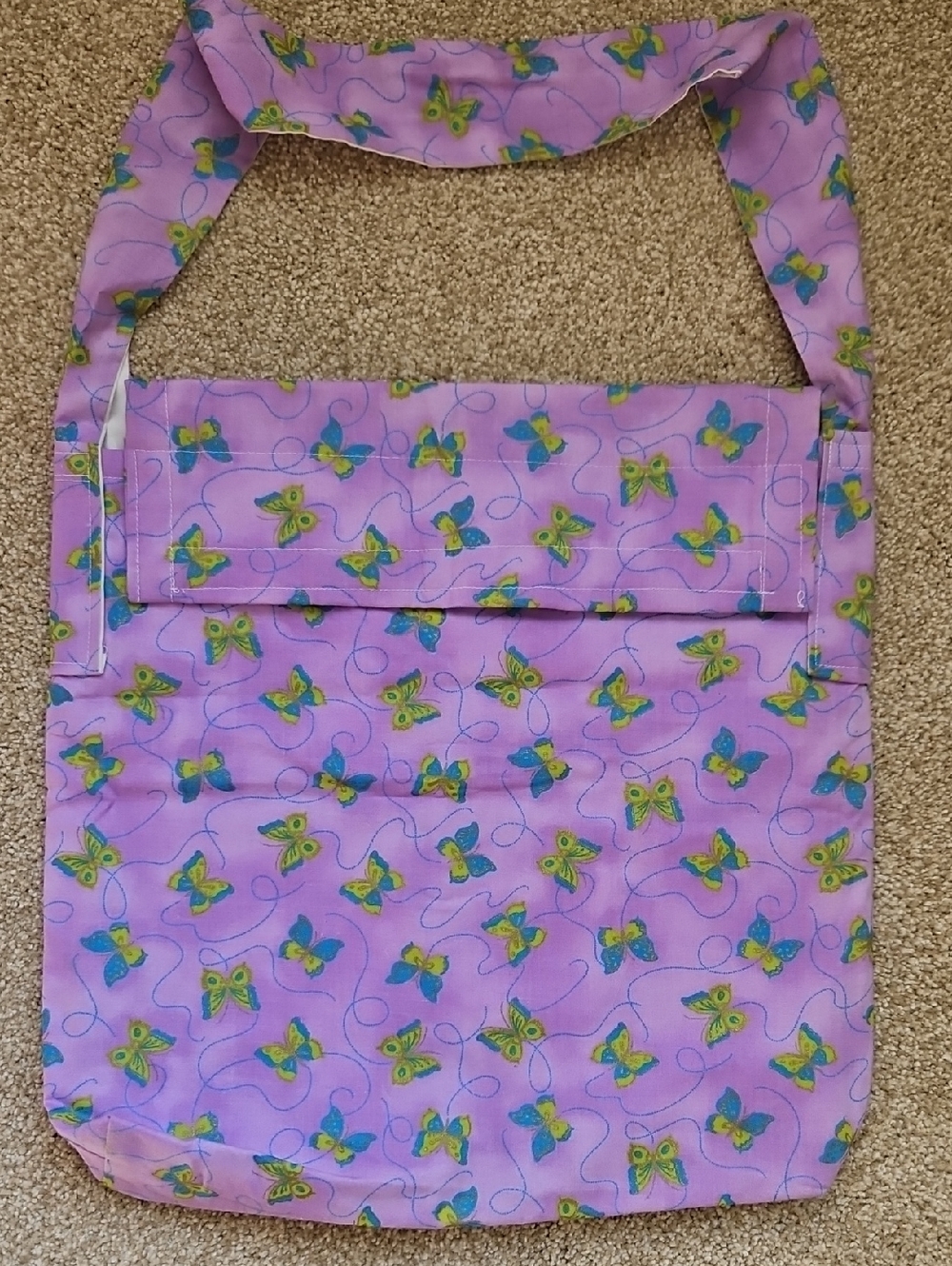 AlBag OS Lavender Butterfly Print Lined Tote